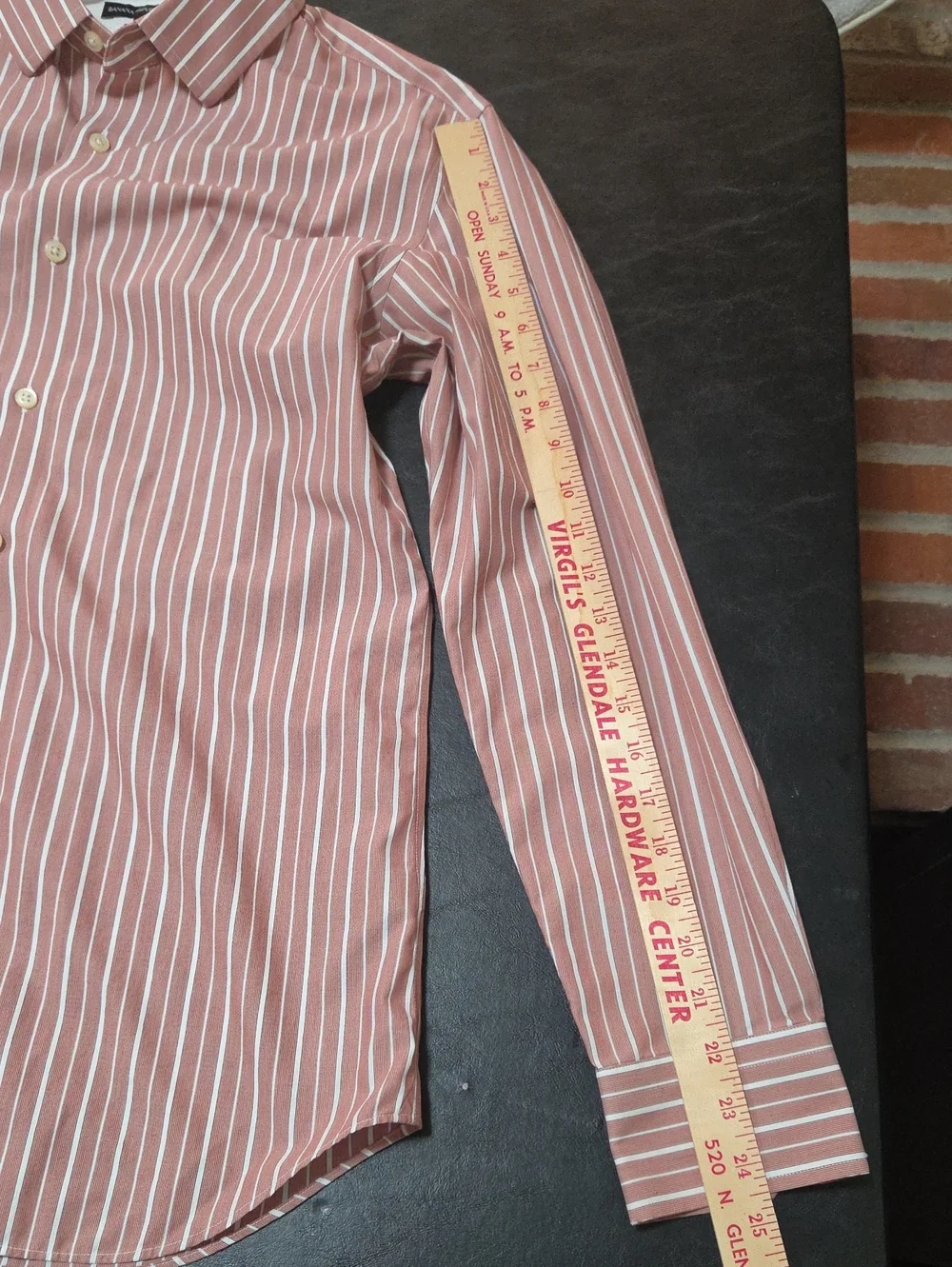Banana Republic Mad Men Mens Shirt Medium Pink White Striped Dress Button Down